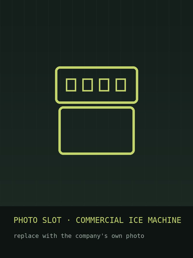 Commercial cube ice machine on a bin in a restaurant back room